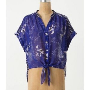 Anthropologie button up shirt. Hi low hem